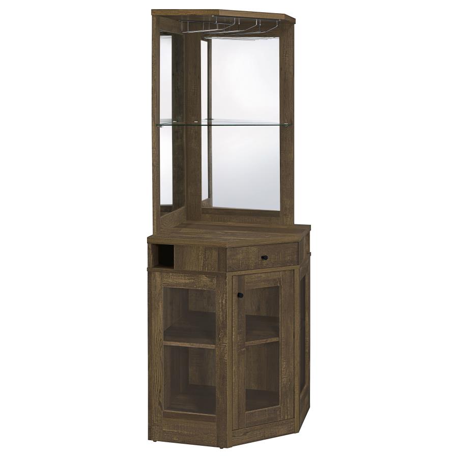 Alviso 1-drawer Corner Home Bar Wine Cabinet Rustic Oak - 182303