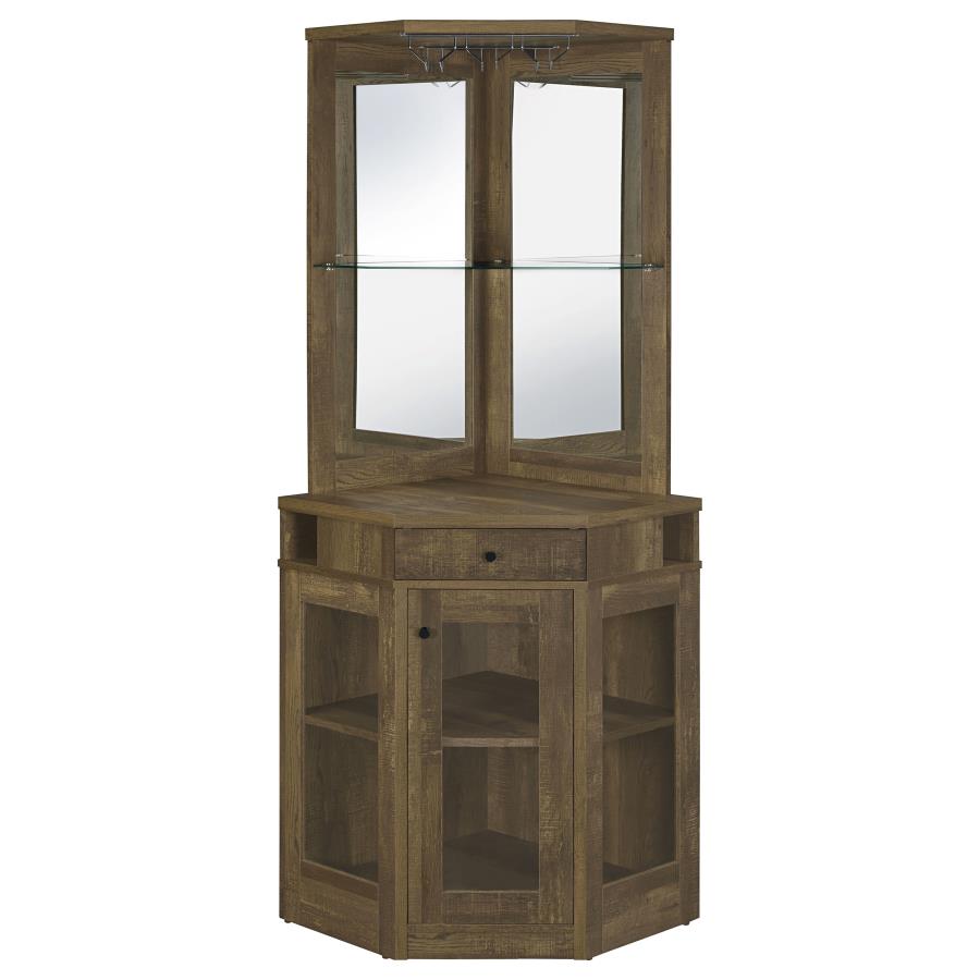 Alviso 1-drawer Corner Home Bar Wine Cabinet Rustic Oak - 182303