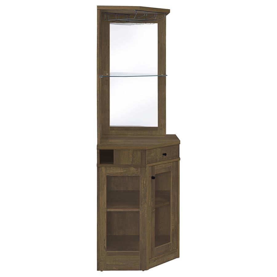 Alviso 1-drawer Corner Home Bar Wine Cabinet Rustic Oak - 182303