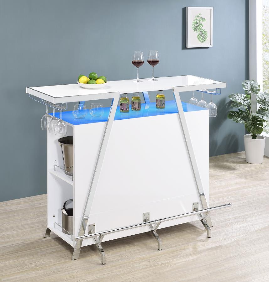 Araceli Freestanding LED Home Bar Cabinet White High Gloss - 182355