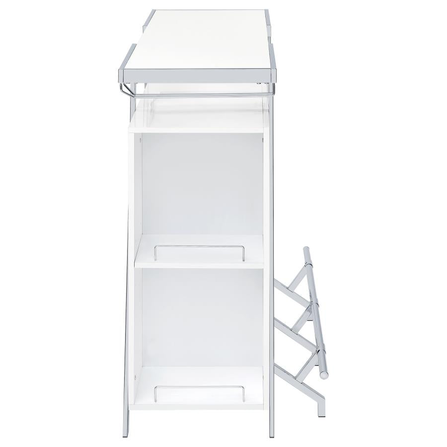 Araceli Freestanding LED Home Bar Cabinet White High Gloss - 182355
