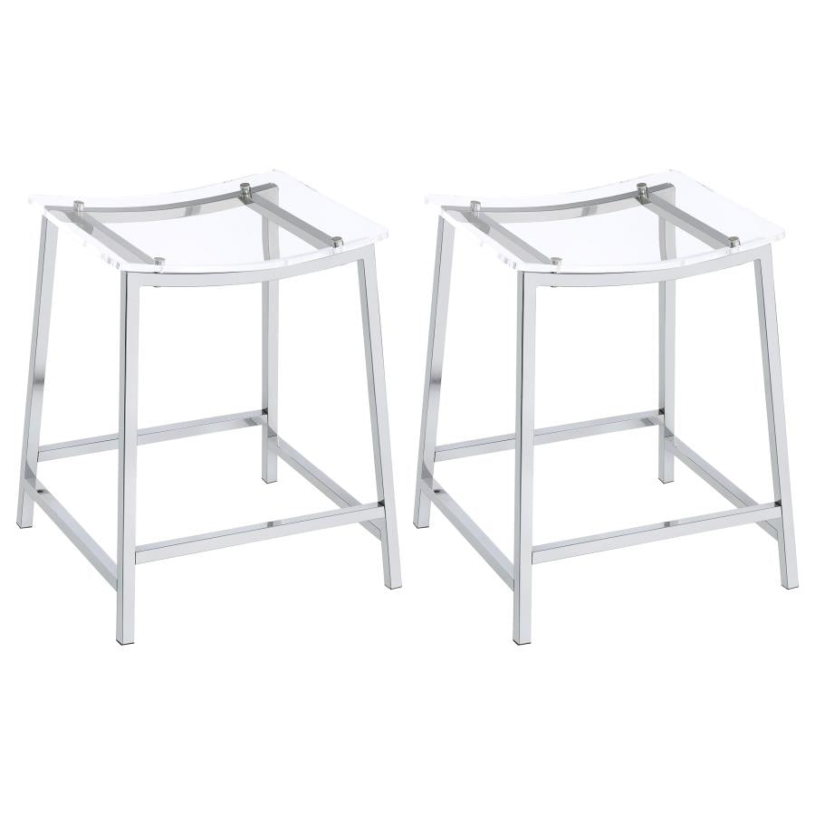 Jovani Acrylic Backless Counter Stool Chrome (Set of 2) - 182358