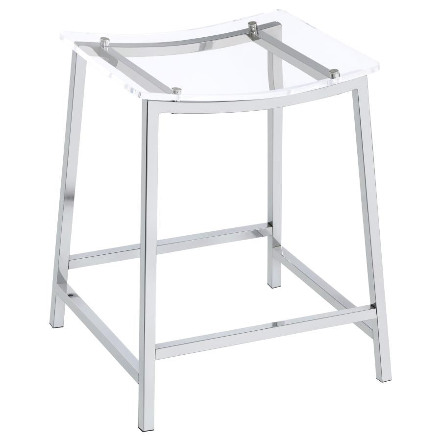 Jovani Acrylic Backless Counter Stool Chrome (Set of 2) - 182358