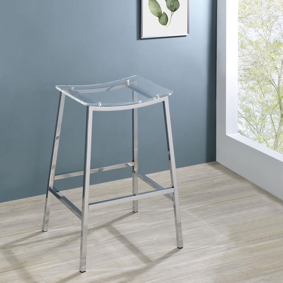 Jovani Acrylic Backless Bar Stool Chrome (Set of 2) - 182359