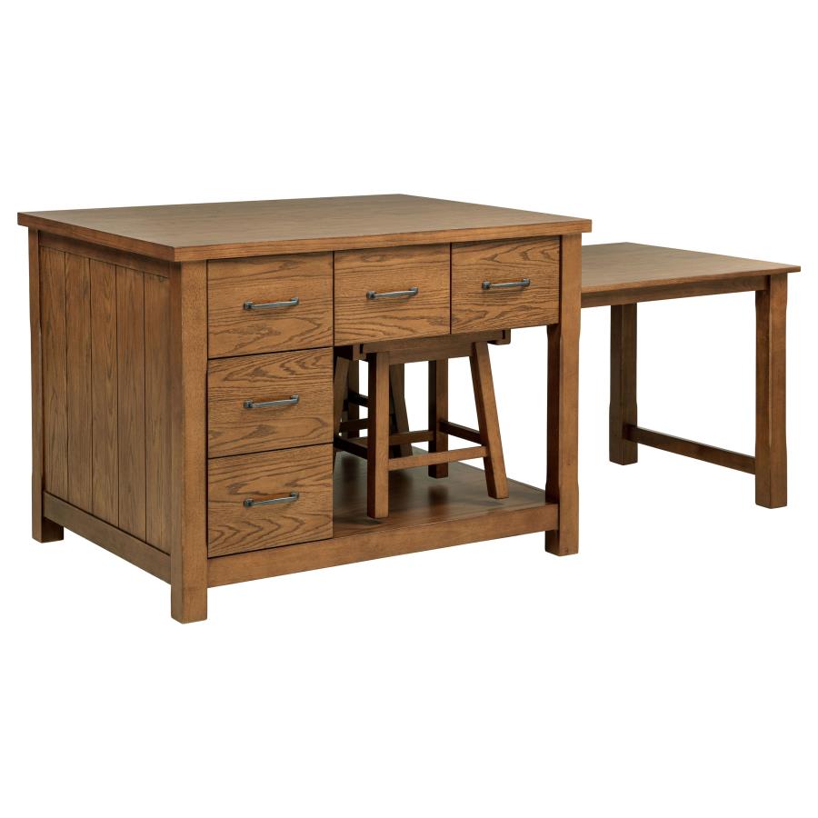 Mayfair 3-piece Kitchen Island with Extension Table Dark Oak - 182446