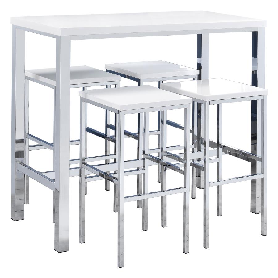 Natividad 5-piece Pub Height Bar Table Set White High Gloss - 182525
