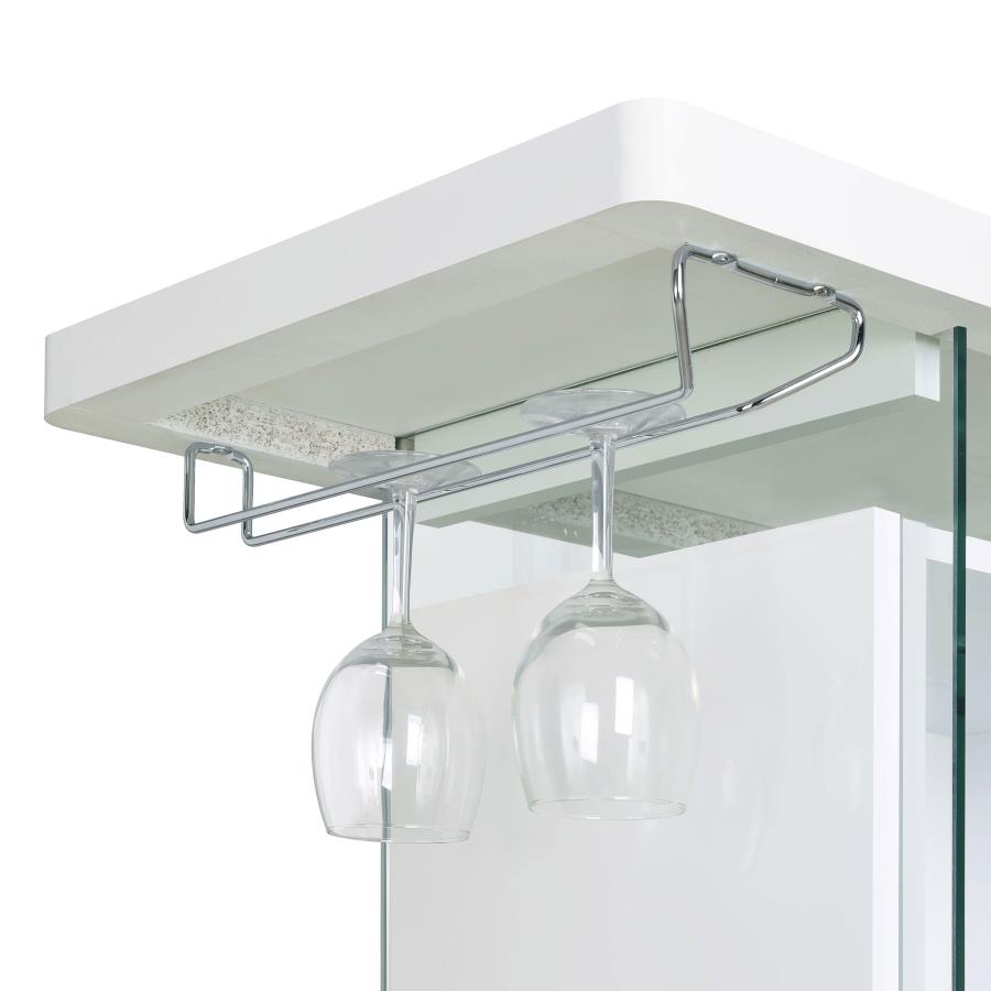 Acosta Freestanding Home Bar Wine Cabinet White High Gloss - 182632