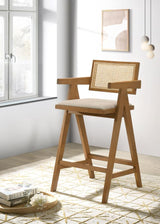Kane Woven Rattan Wood Bar Chair Light Walnut (Set of 2) - 182677