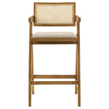Kane Woven Rattan Wood Bar Chair Light Walnut (Set of 2) - 182677