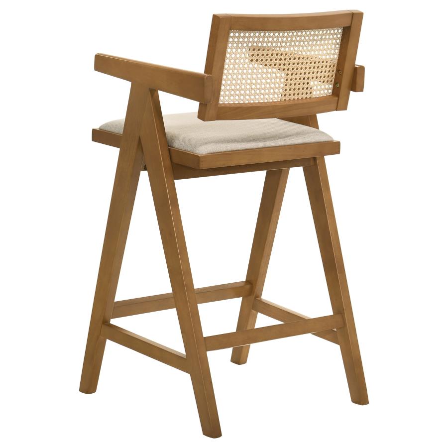 Kane Woven Rattan Wood Bar Chair Light Walnut (Set of 2) - 182677
