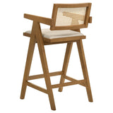 Kane Woven Rattan Wood Bar Chair Light Walnut (Set of 2) - 182677