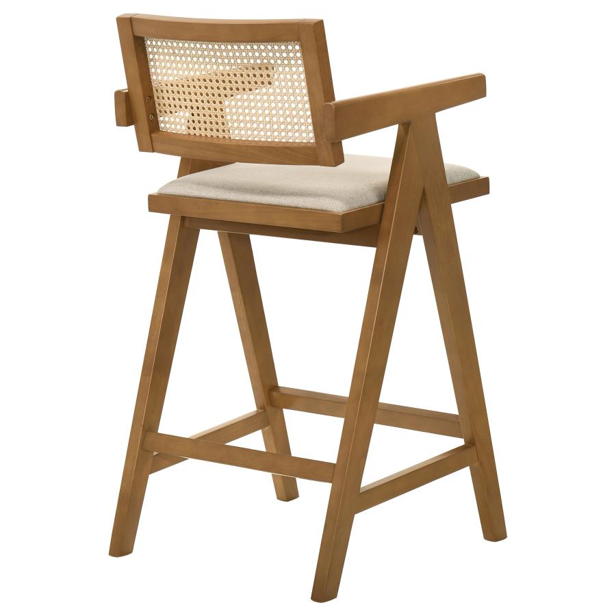 Kane Woven Rattan Wood Bar Chair Light Walnut (Set of 2) - 182677