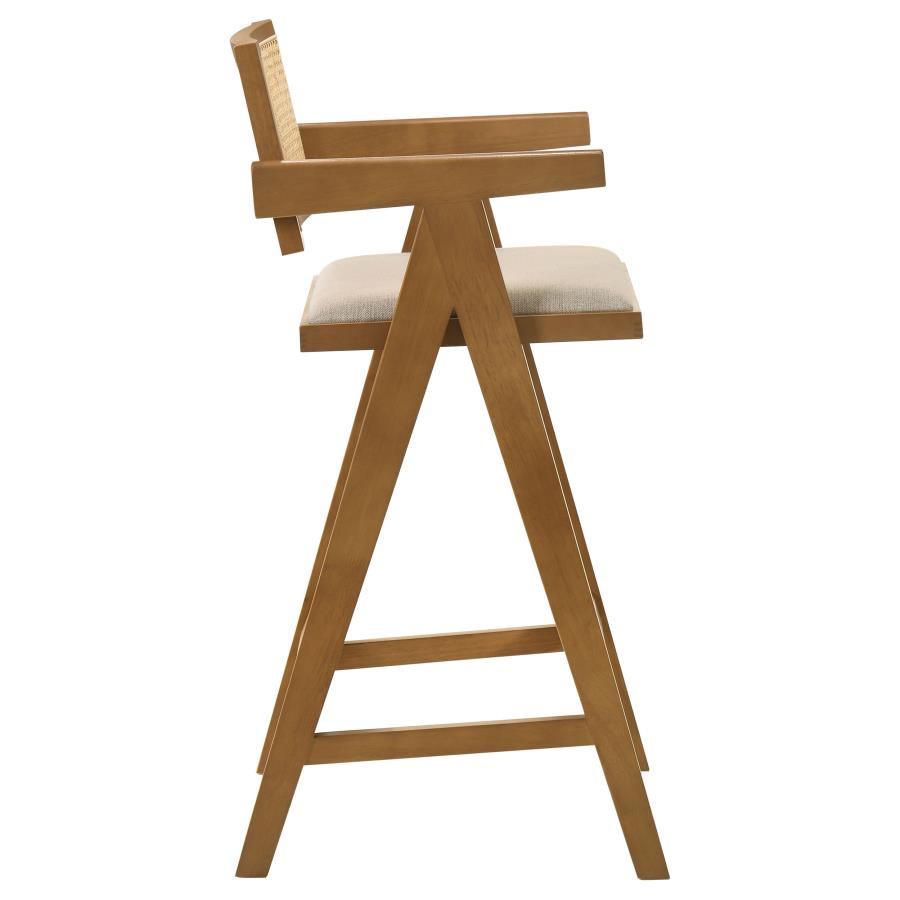 Kane Woven Rattan Wood Bar Chair Light Walnut (Set of 2) - 182677