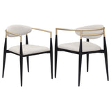Alexis Fabric Upholstered Dining Arm Chair Beige (Set of 2) - 182692