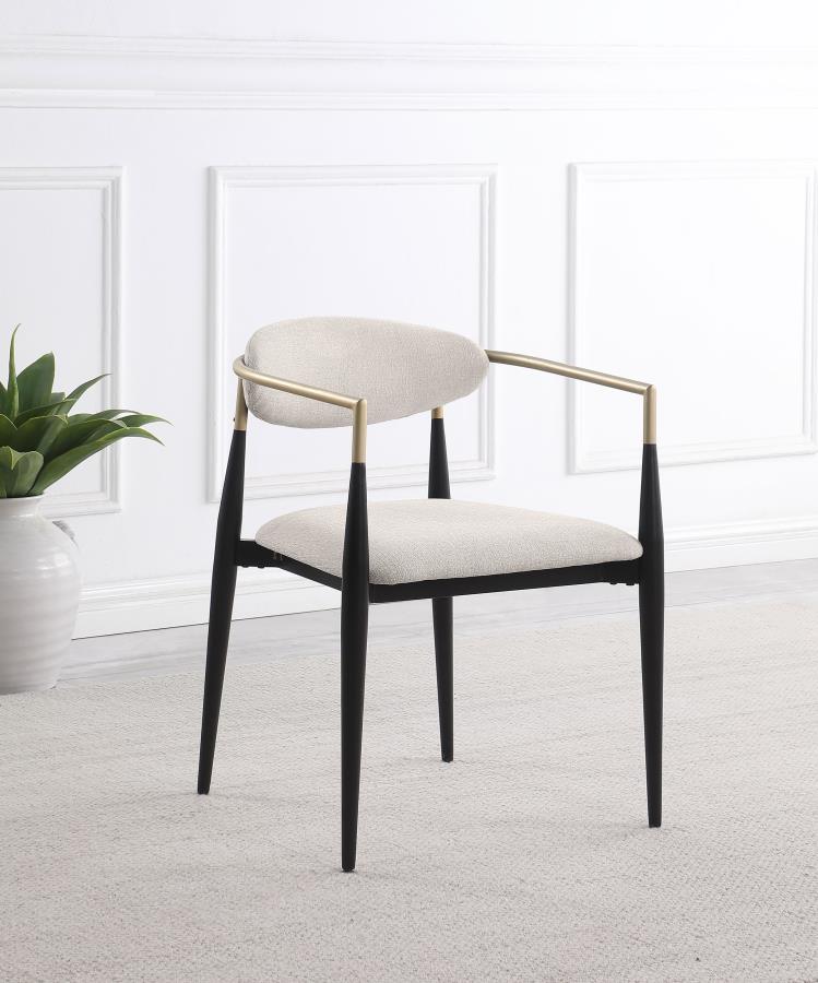 Alexis Fabric Upholstered Dining Arm Chair Beige (Set of 2) - 182692