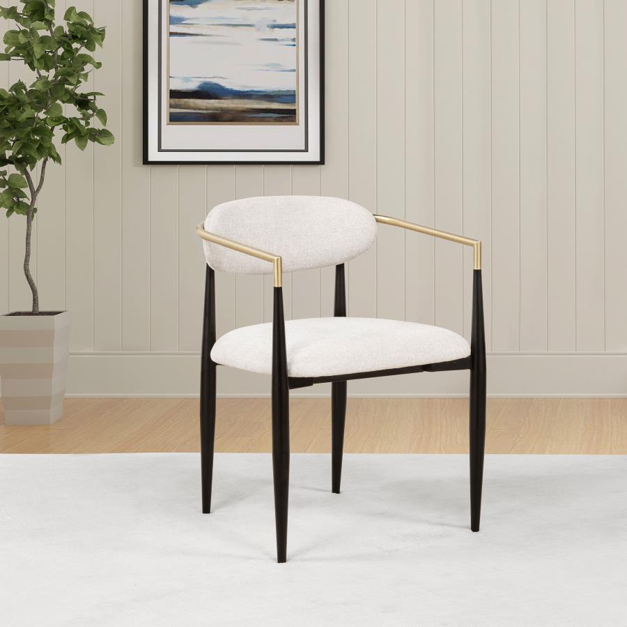 Alexis Fabric Upholstered Dining Arm Chair Beige (Set of 2) - 182692