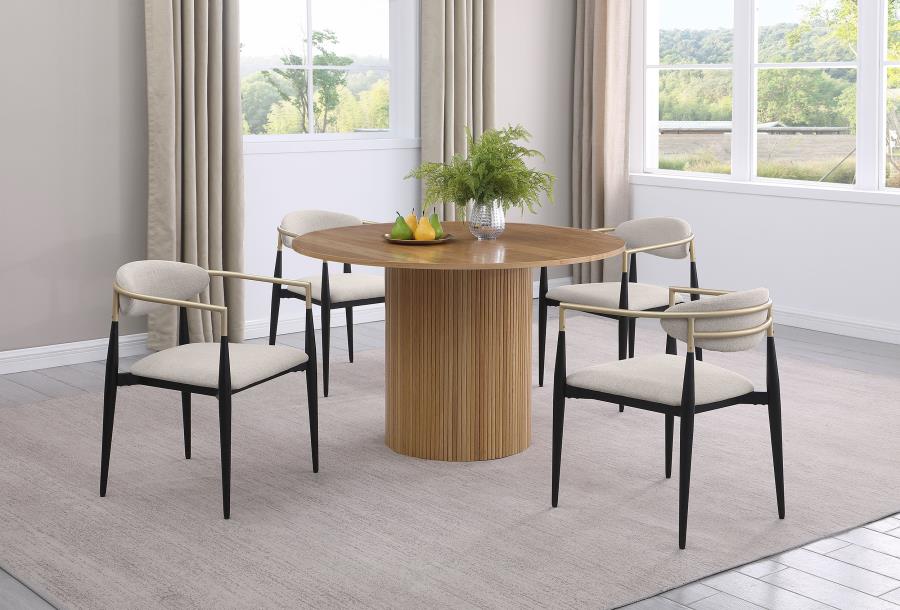Alexis Fabric Upholstered Dining Arm Chair Beige (Set of 2) - 182692