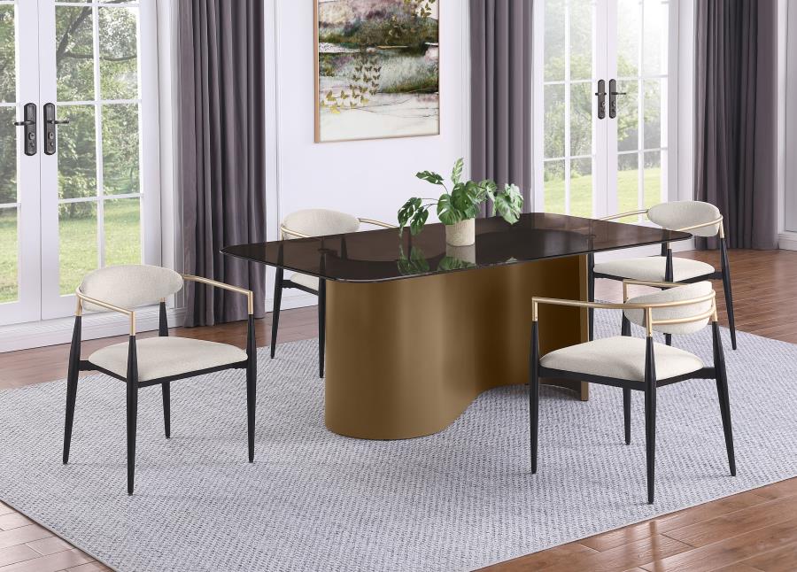 Alexis Fabric Upholstered Dining Arm Chair Beige (Set of 2) - 182692