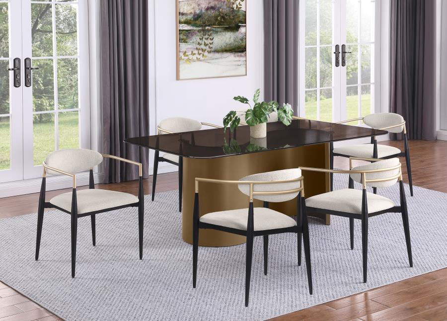 Alexis Fabric Upholstered Dining Arm Chair Beige (Set of 2) - 182692