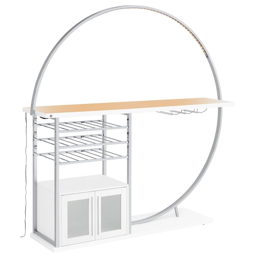 Risley 2-door Circular LED Wine Cabinet White High Gloss - 182798
