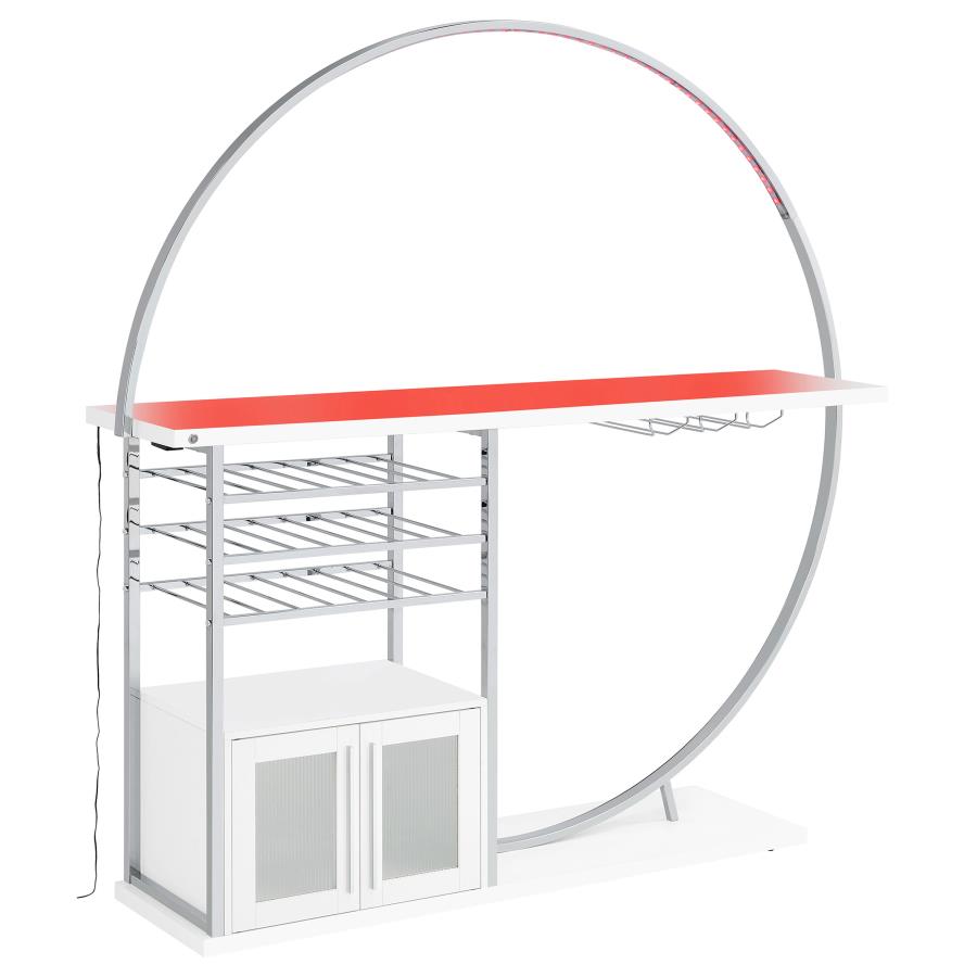 Risley 2-door Circular LED Wine Cabinet White High Gloss - 182798