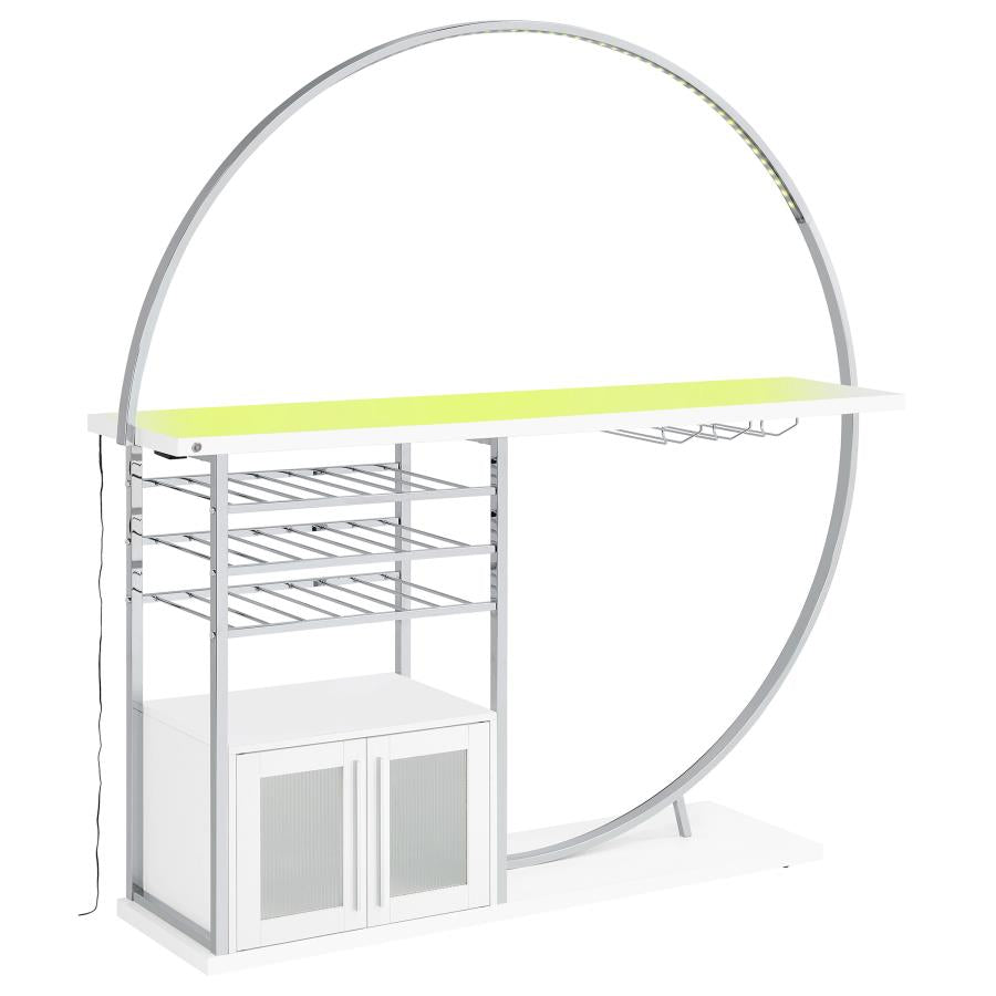Risley 2-door Circular LED Wine Cabinet White High Gloss - 182798