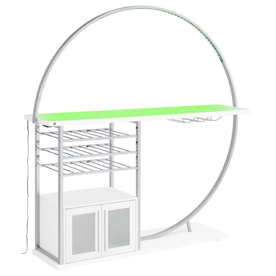 Risley 2-door Circular LED Wine Cabinet White High Gloss - 182798