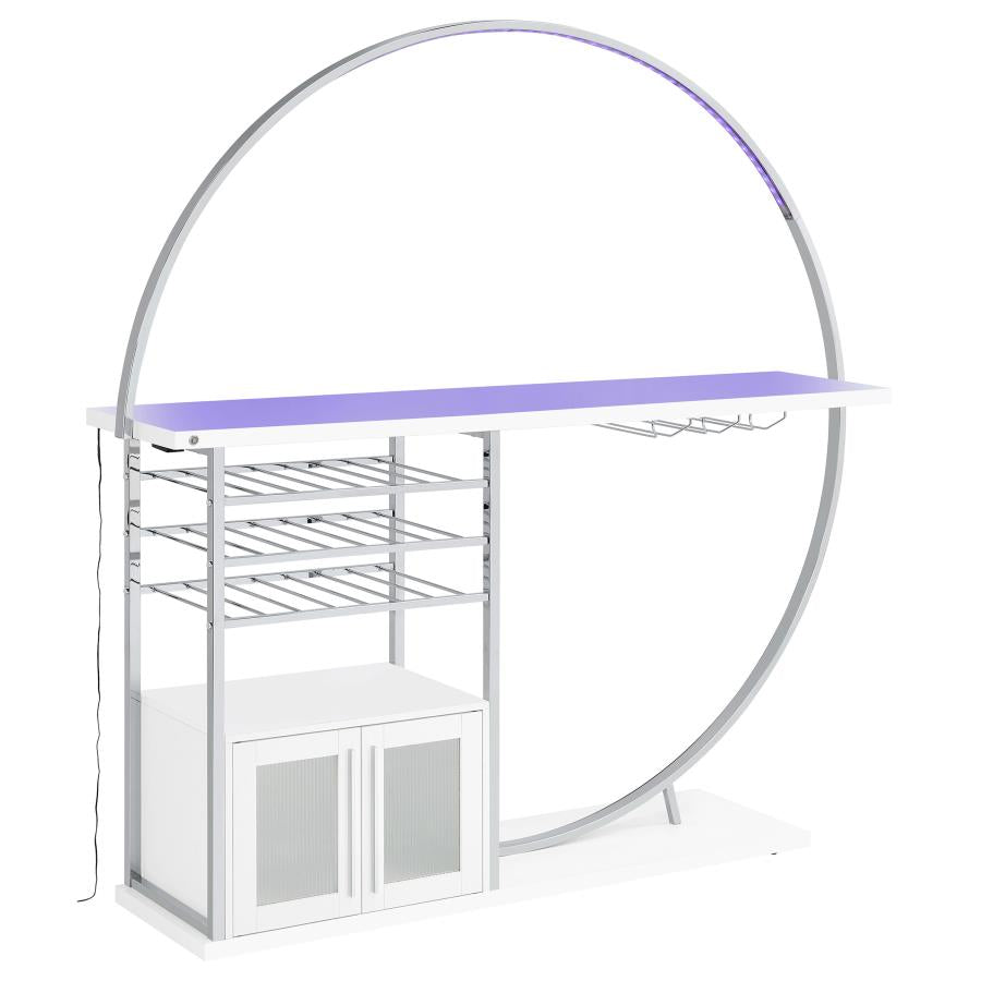 Risley 2-door Circular LED Wine Cabinet White High Gloss - 182798