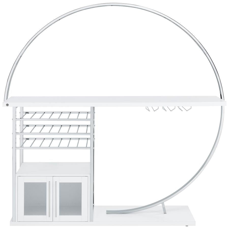 Risley 2-door Circular LED Wine Cabinet White High Gloss - 182798