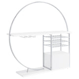 Risley 2-door Circular LED Wine Cabinet White High Gloss - 182798