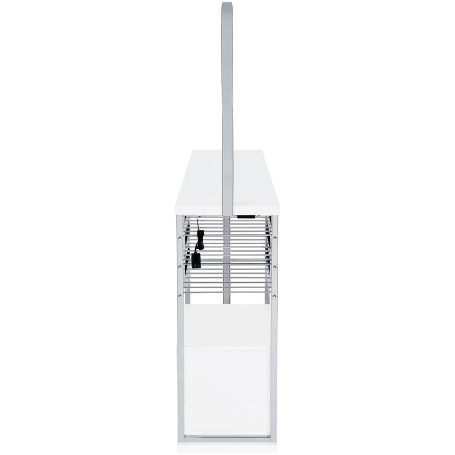 Risley 2-door Circular LED Wine Cabinet White High Gloss - 182798