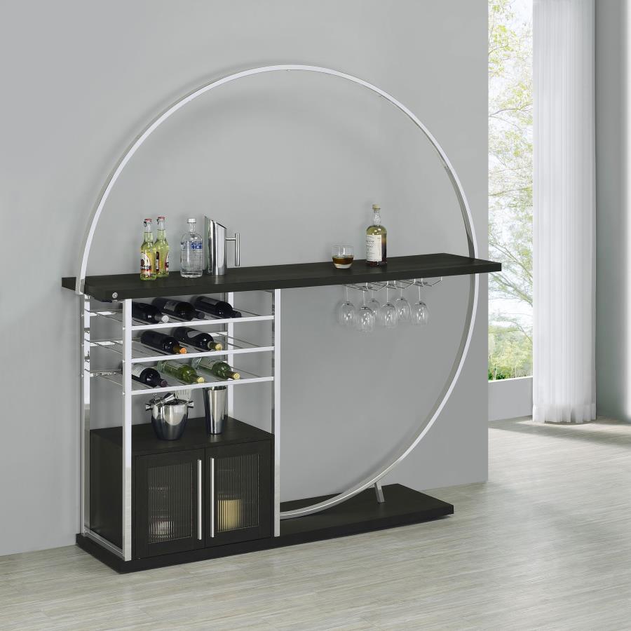 Risley 2-door Circular LED Wine Cabinet Dark Charcoal - 182799