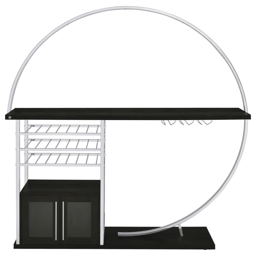 Risley 2-door Circular LED Wine Cabinet Dark Charcoal - 182799