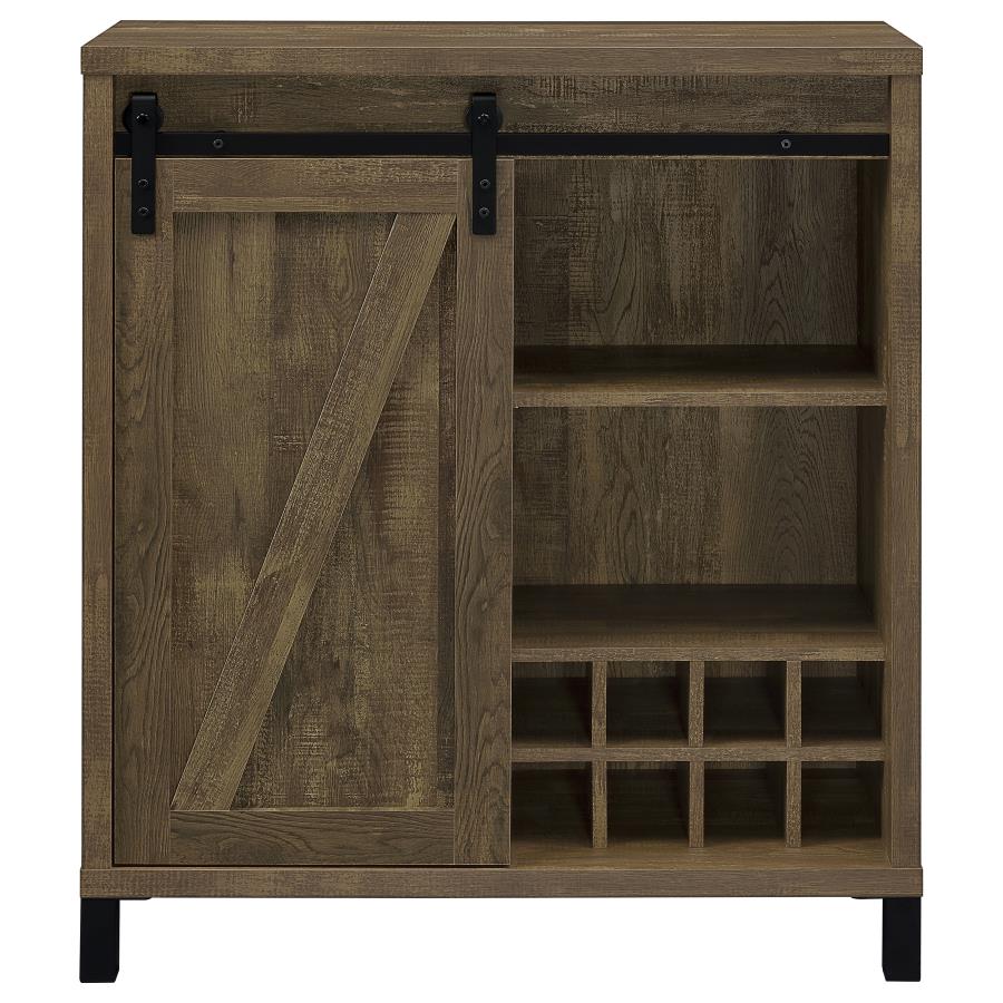 Arlington Sliding Door Home Bar Wine Cabinet Rustic Oak - 182852