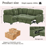 L-Shaped Sofa With Pull Out Sofa Bed With USB