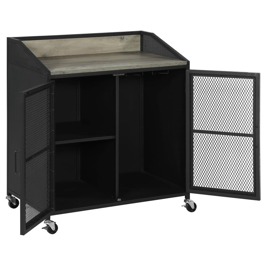 Arlette 2-door Mobile Home Bar Wine Cabinet Sandy Black - 183476