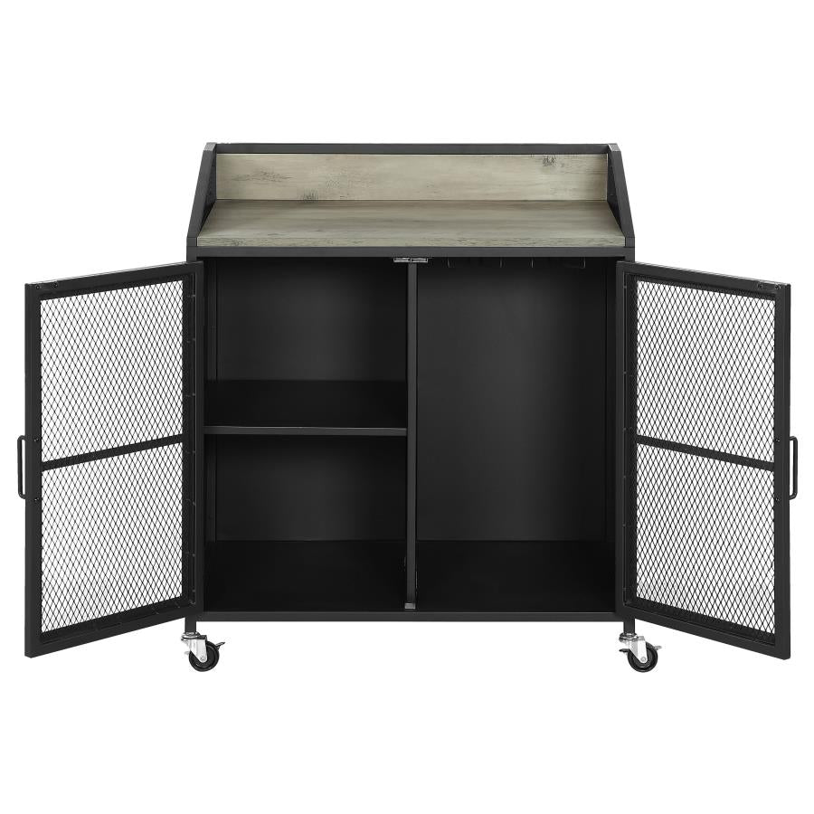 Arlette 2-door Mobile Home Bar Wine Cabinet Sandy Black - 183476