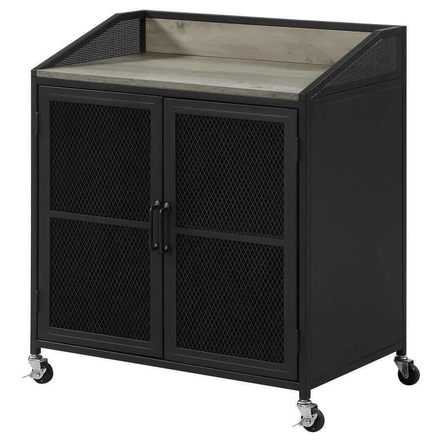 Arlette 2-door Mobile Home Bar Wine Cabinet Sandy Black - 183476