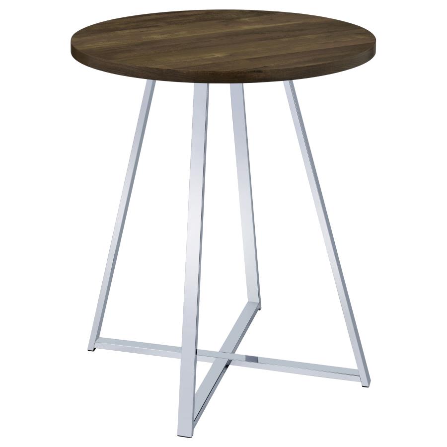 Burkhart Round 35-inch Pub Height Bistro Bar Table Brown Oak - 183516