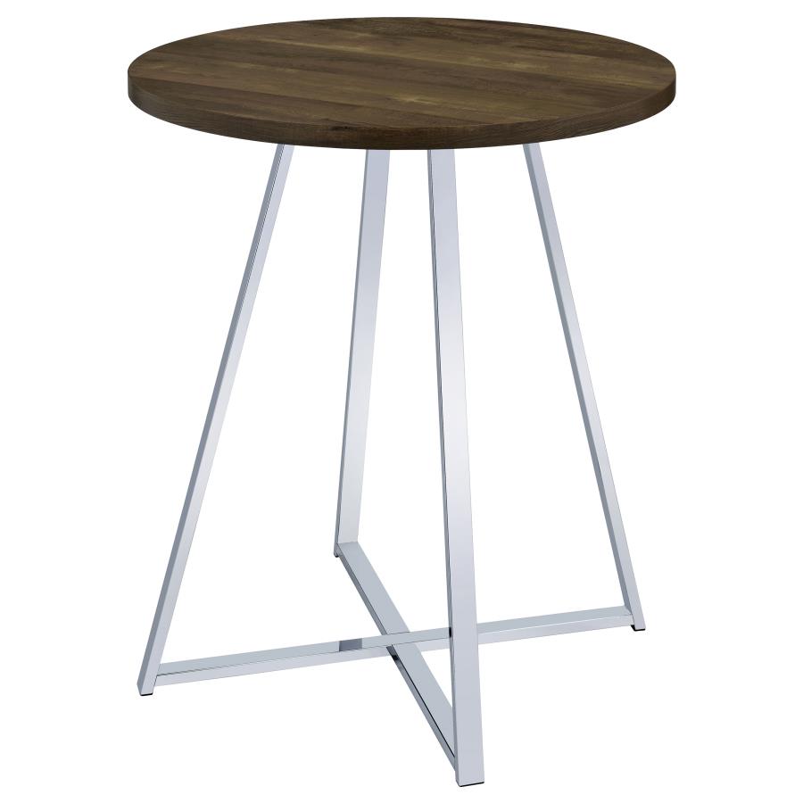 Burkhart Round 35-inch Pub Height Bistro Bar Table Brown Oak - 183516