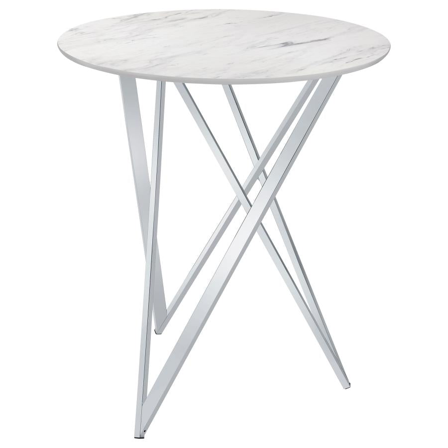 Bexter Round 35-inch Faux Marble Bistro Bar Table Chrome - 183526