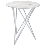 Bexter Round 35-inch Faux Marble Bistro Bar Table Chrome - 183526