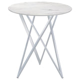 Bexter Round 35-inch Faux Marble Bistro Bar Table Chrome - 183526