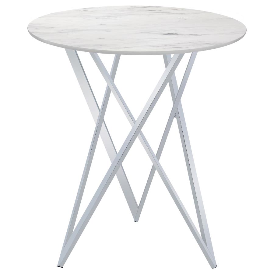 Bexter Round 35-inch Faux Marble Bistro Bar Table Chrome - 183526