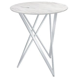 Bexter Round 35-inch Faux Marble Bistro Bar Table Chrome - 183526
