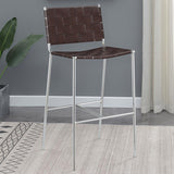 Adelaide Upholstered Pub Height Bar Stool Brown and Chrome - 183584
