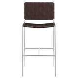 Adelaide Upholstered Pub Height Bar Stool Brown and Chrome - 183584