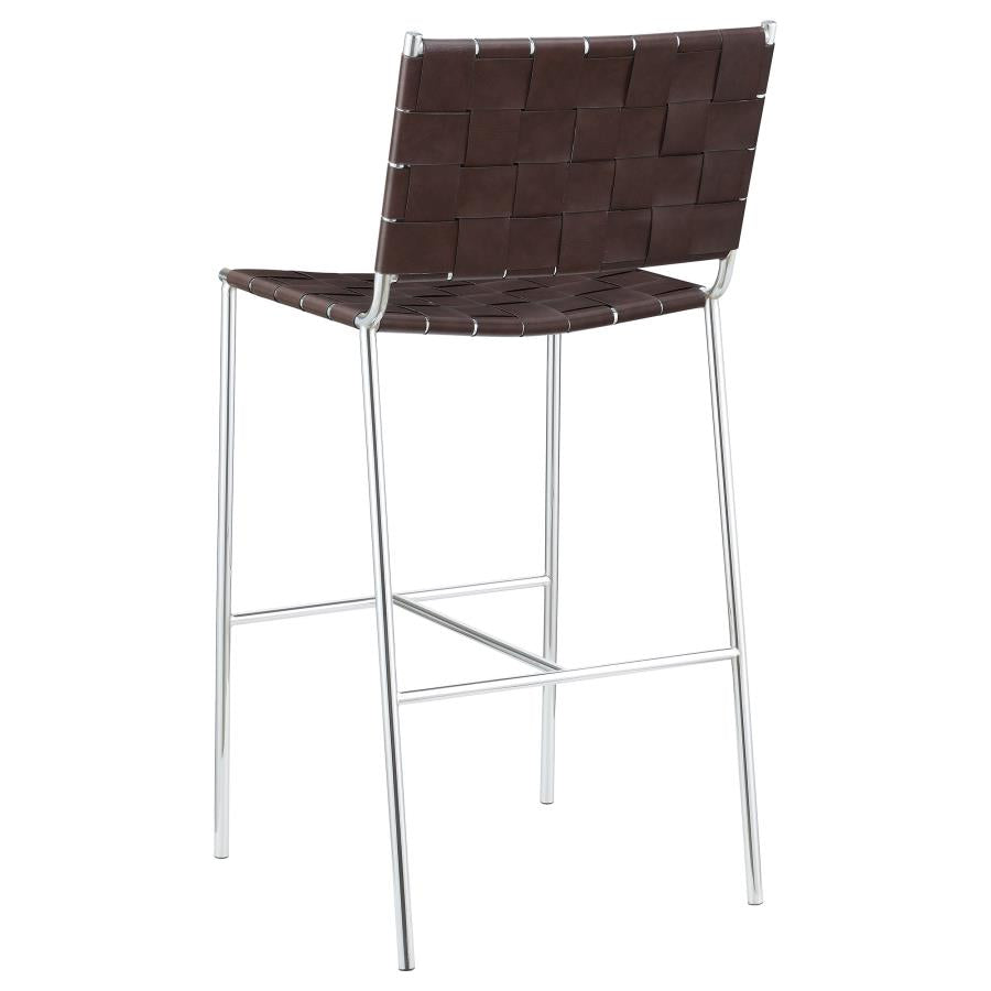 Adelaide Upholstered Pub Height Bar Stool Brown and Chrome - 183584