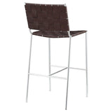 Adelaide Upholstered Pub Height Bar Stool Brown and Chrome - 183584