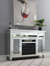 Melinda 2-door LED Mirrored Wine Storage Bar Cabinet Silver - 183627